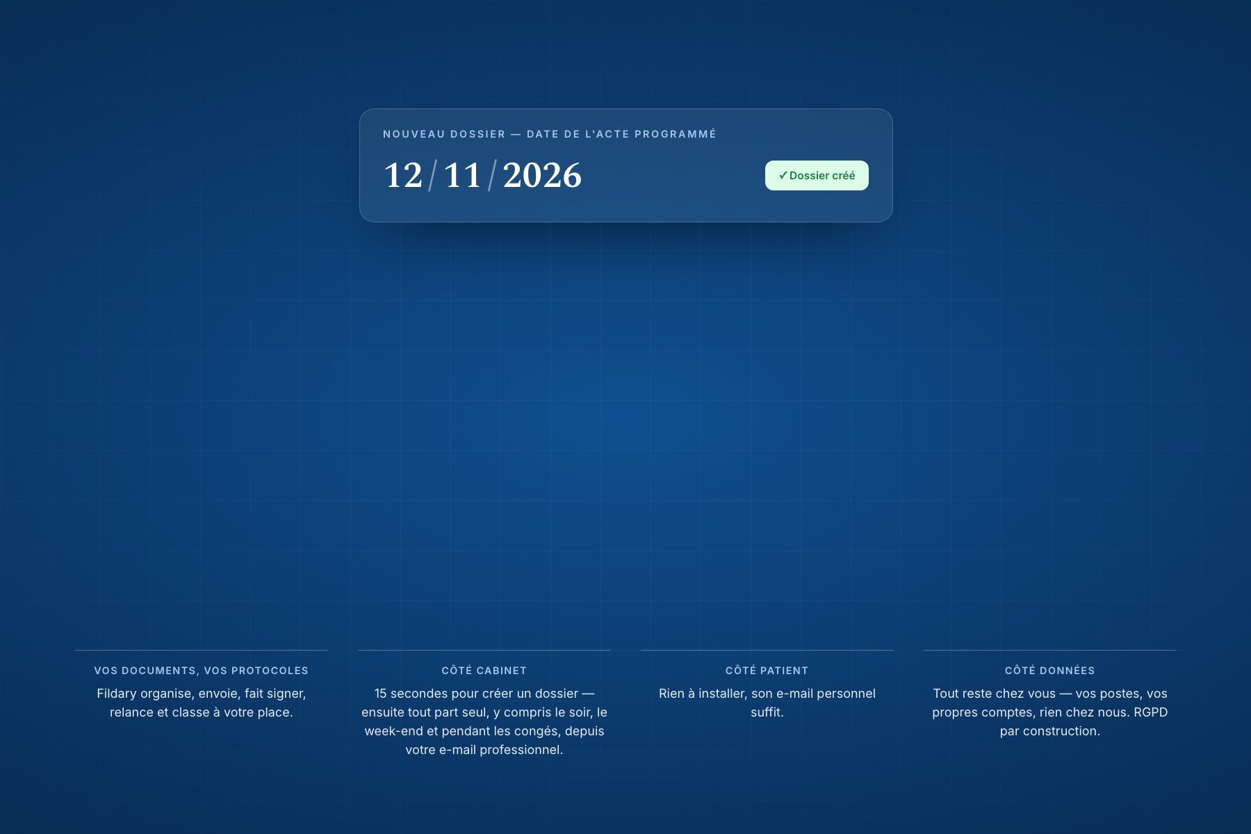 Fildary : la date de l’acte saisie, le parcours du patient se crée automatiquement